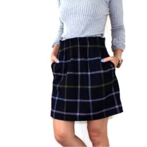 J Crew Tartan Plaid Sidewalk Skirt Size 4 Blue Lined Wool Blend Style 06308